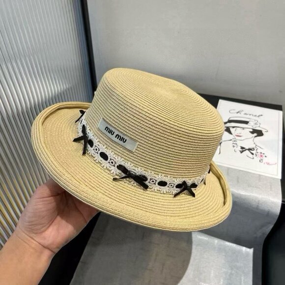 miu miu new flat top straw hat - Picture 5 of 8